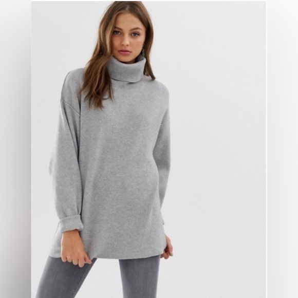 Free People Softly Structured Tunic Sweater Dark Grey Size Small - Picture 2 of 9